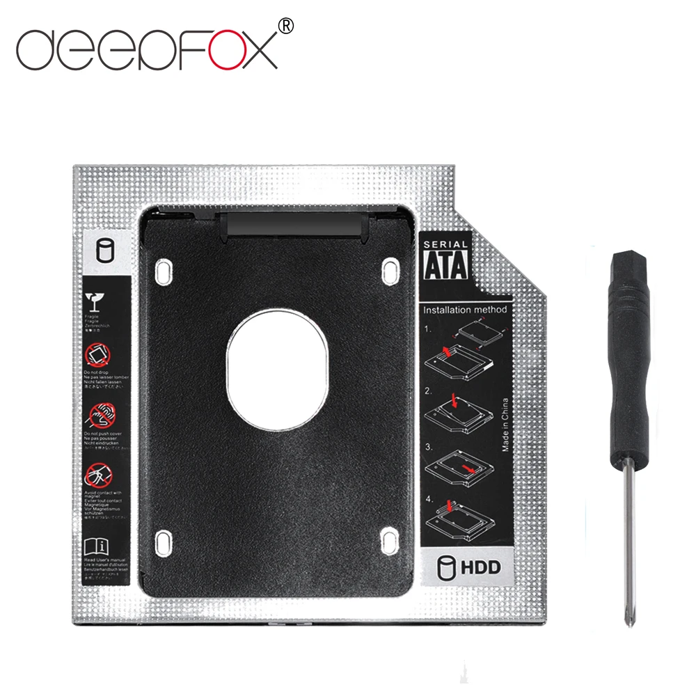 DeepFox SATA к 2 HDD Caddy для 9 мм 5 SSD чехол Корпус жесткого диска Bay ноутбука ODD Optibay CD