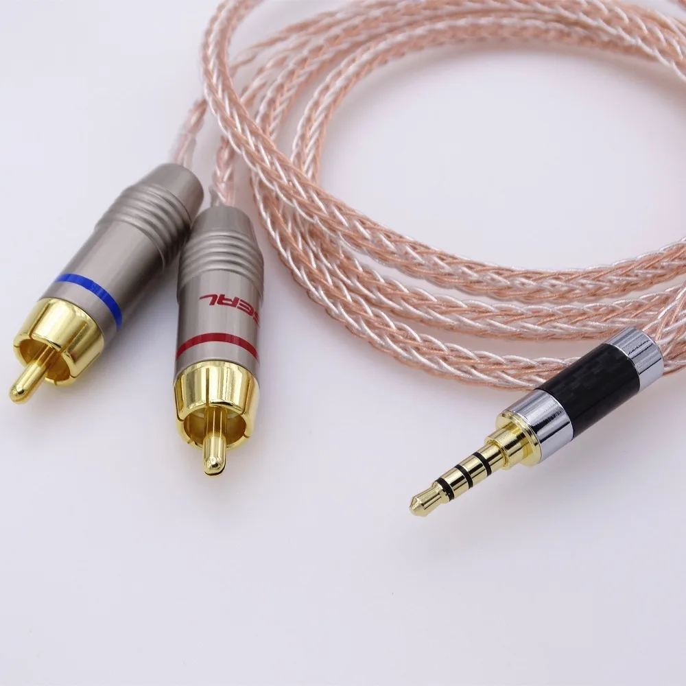 1 метр 1/8 3 5 мм до 2 RCA папа Hifi аудио 16 ядер 8 + Гибридный 5N Pcocc кабель адаптер |