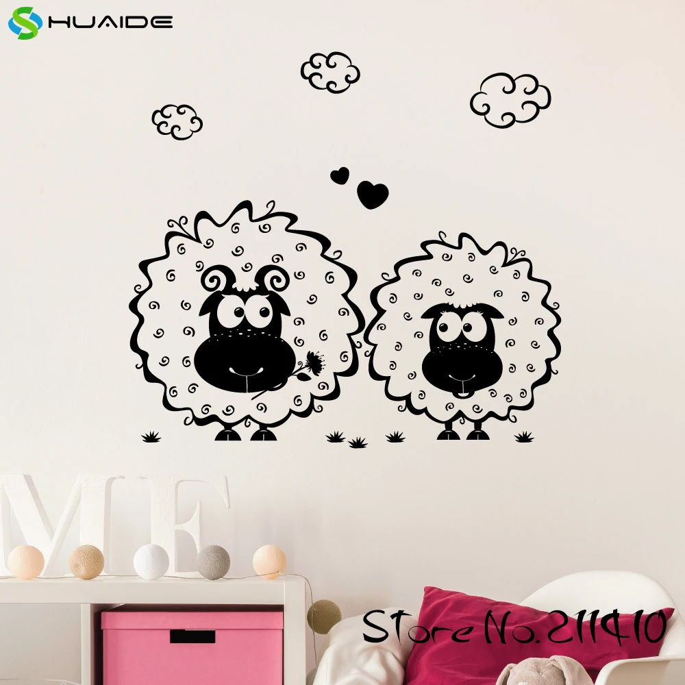 

Sheep In The Field Kids Wall Decal Sticker Personalized Color Baby Wall Decal Cute Ainimal Wall Art Child's Gift Mural A370