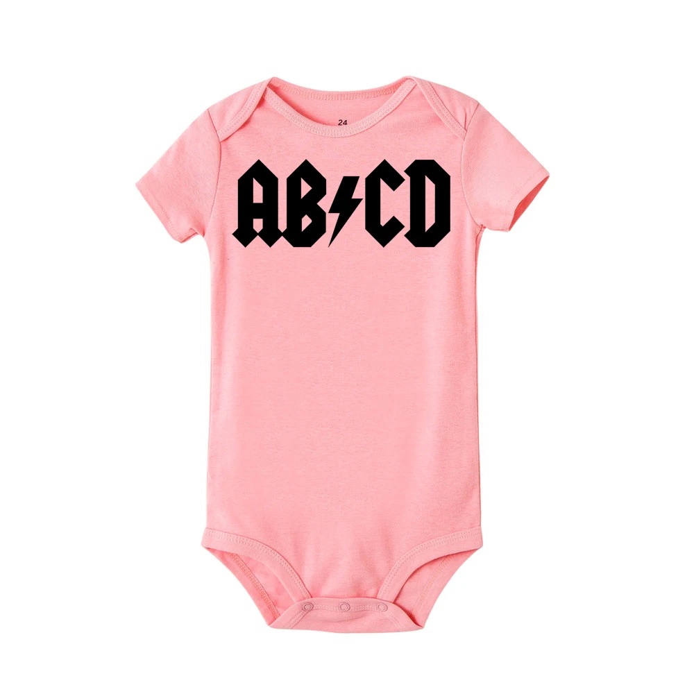 ABCD/Забавный комбинезон для новорожденных с изображением рок; одежда для маленьких мальчиков и девочек; Детский комбинезон; одежда для первого дня рождения; цельнокроеное боди для мальчиков - Цвет: R010-SRPPK