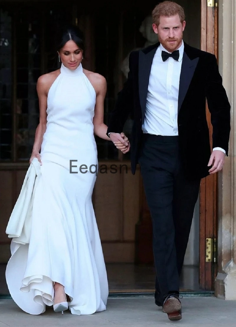 

New Arrival Wedding Dresses Long Mermaid Backless Halter White Wedding Gown 2020 Off Shoulder Bride Dress vestidos de novia