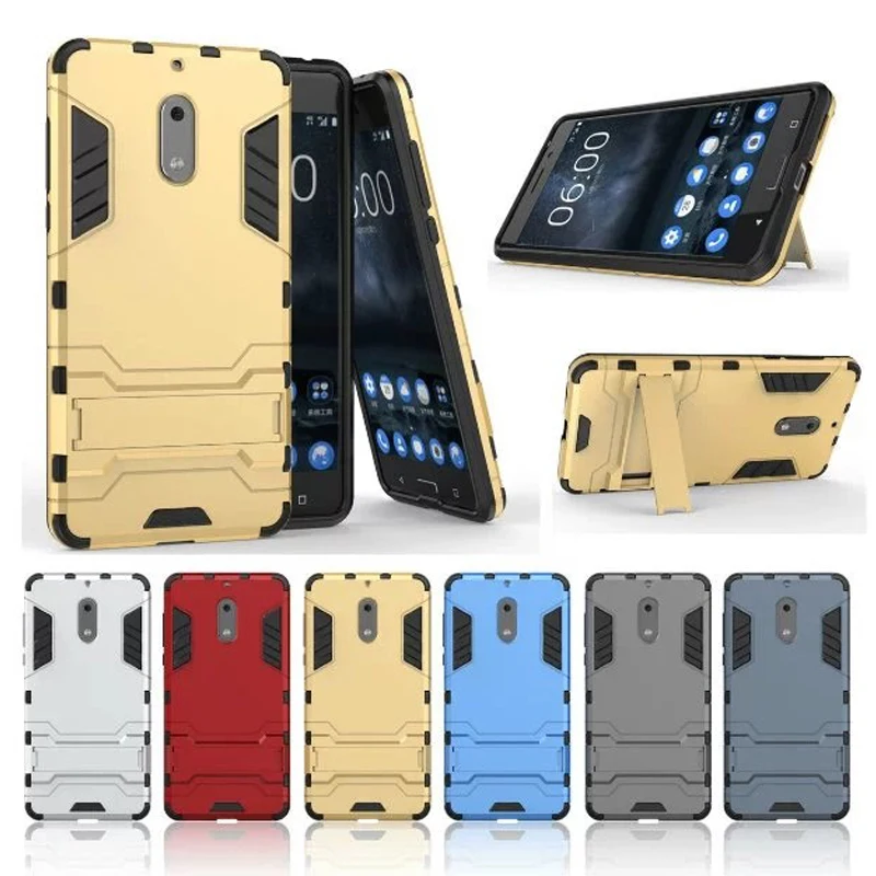 Man 2 In 1 Luxury Plastic Hybrid Armor Stand Holder Nokia 6 5.5 Inch Phone Case Funda Capa Kimthmall