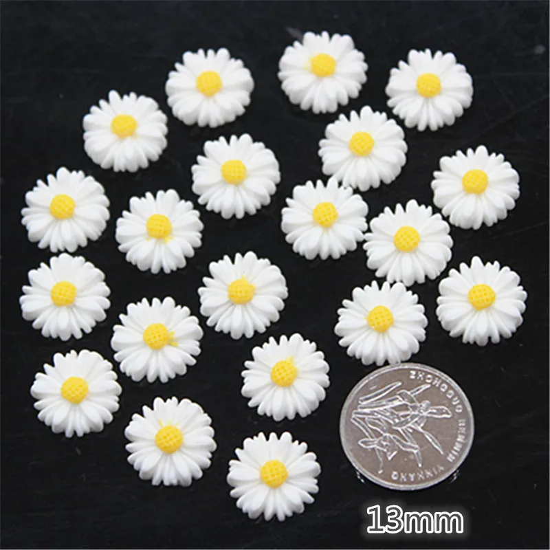 9mm/13mm/16mm/22mm/26mm White Daisy Resin Flower Flatback Cabochon DIY Jewelry Phone Decoration | Figurines &amp Miniatures