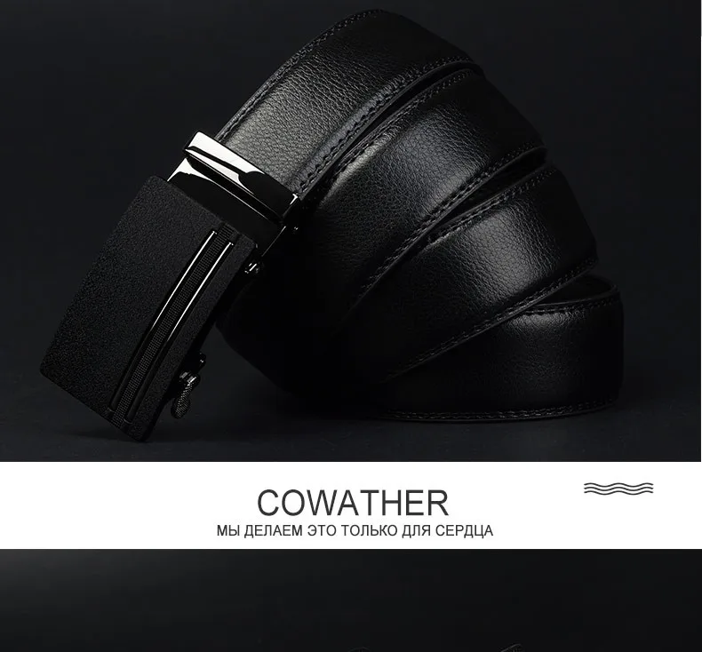 COWATHER Новое поступление Для мужчин Пряжка из сплава для ремня из натуральной коровьей кожи ремень коровьей Для мужчин ремешок Автоматическая пояс на пряжке для Для мужчин CZ146