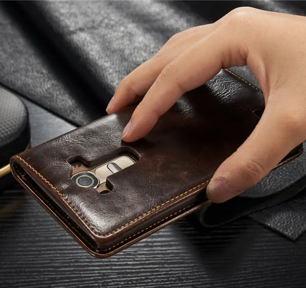 Роскошный брендовый кожаный чехол-бумажник CaseMe для LG G4 G5 с магнитной подставкой и