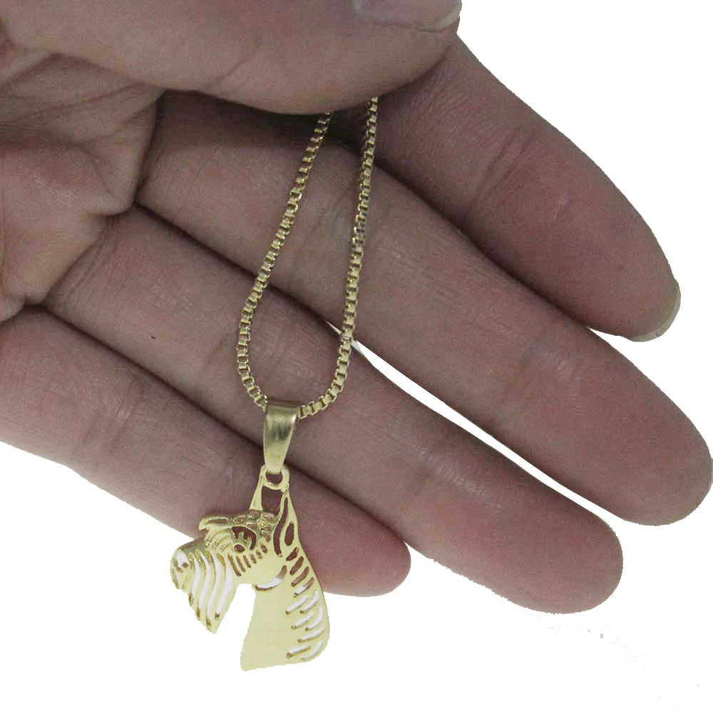 Женский кулон в виде гигантских укороченных ушей Schnauzer ожерелье золотого цвета с