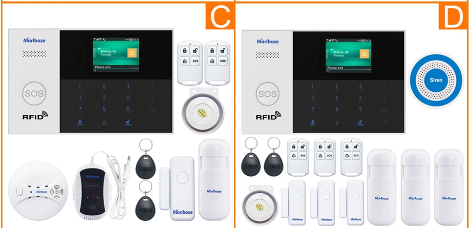 Marlboze Wi-Fi GSM GPRS Сигнализация приложение дистанционное управление RFID карта Arm снятие с цветным экраном кнопка SOS языки переключаемые