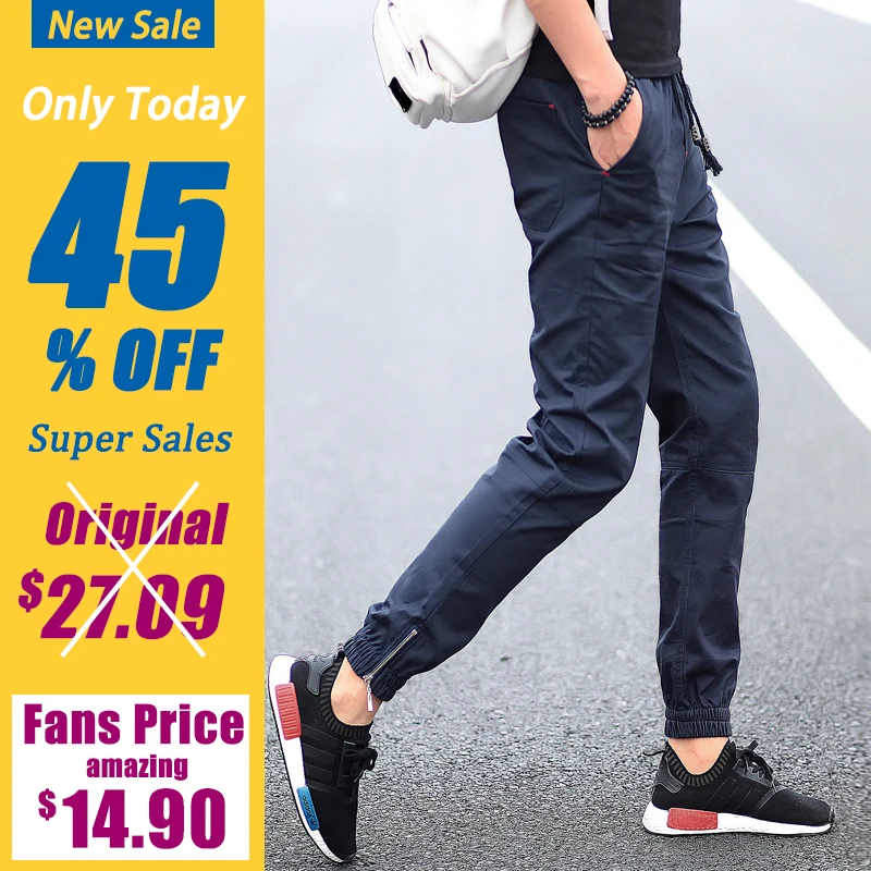 Мужские летние хлопковые брюки с эластичной талией леггинсы застежкой