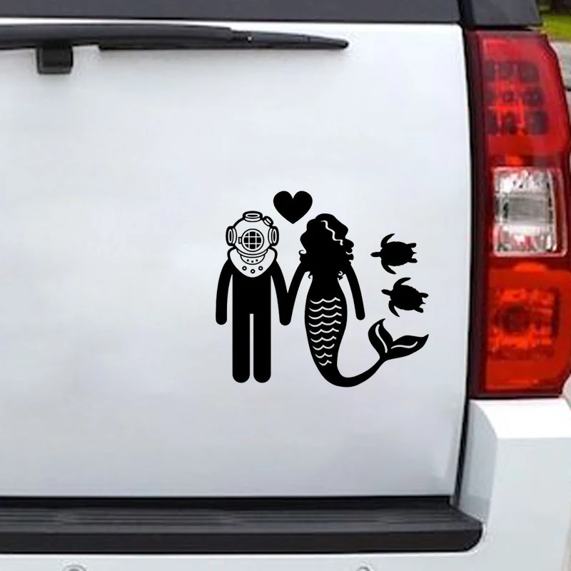 19CM*17.6CM Sailors Mermaid Car Stickers Diving Diver Sea Ocean vinyl decal stickers Cute Fashion Funny | Автомобили и мотоциклы