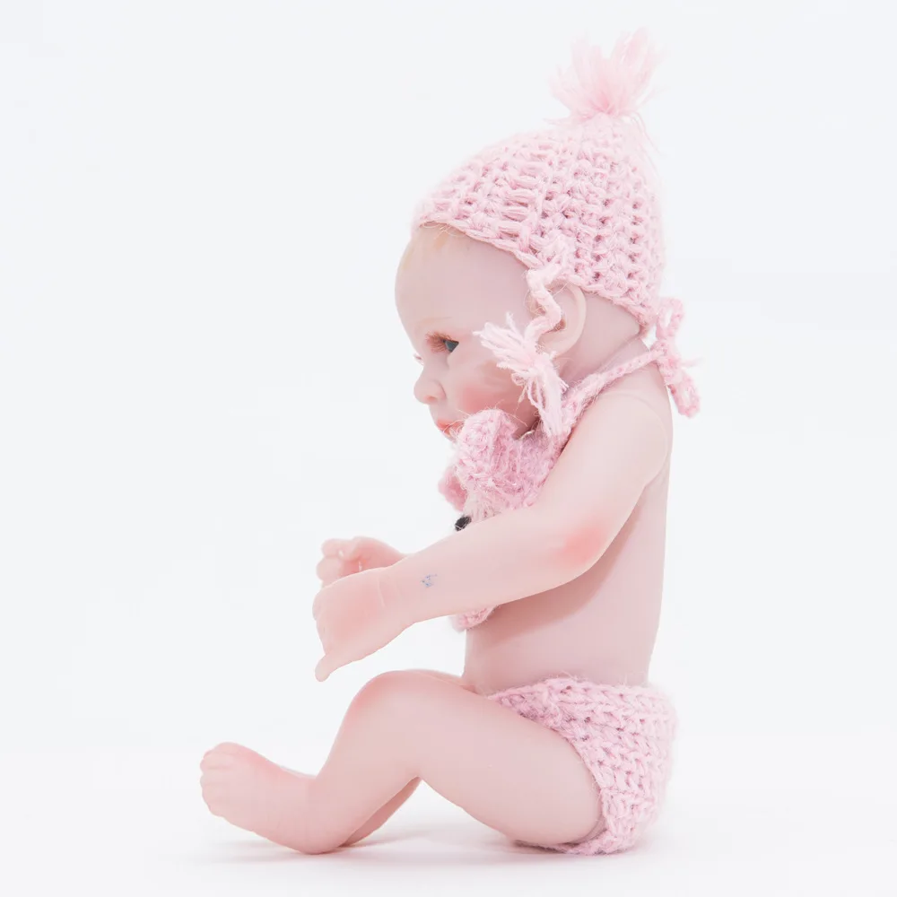 10 дюймов очень маленький милый большой черный глаз Reborn Baby Doll 28 см мягкий винил