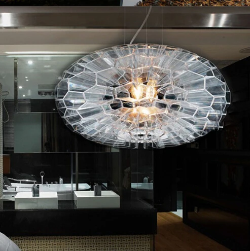 Подвесной светильник современный минималистичный акриловый абажур с сотовой