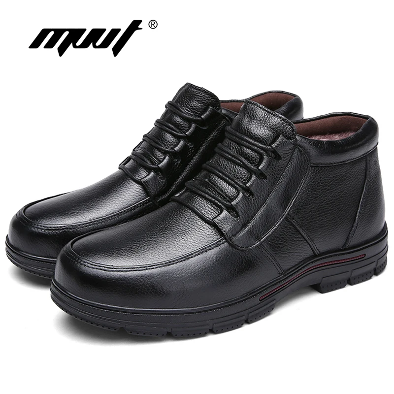 MVVT/мужские зимние ботинки с мехом теплые мужские из натуральной кожи на