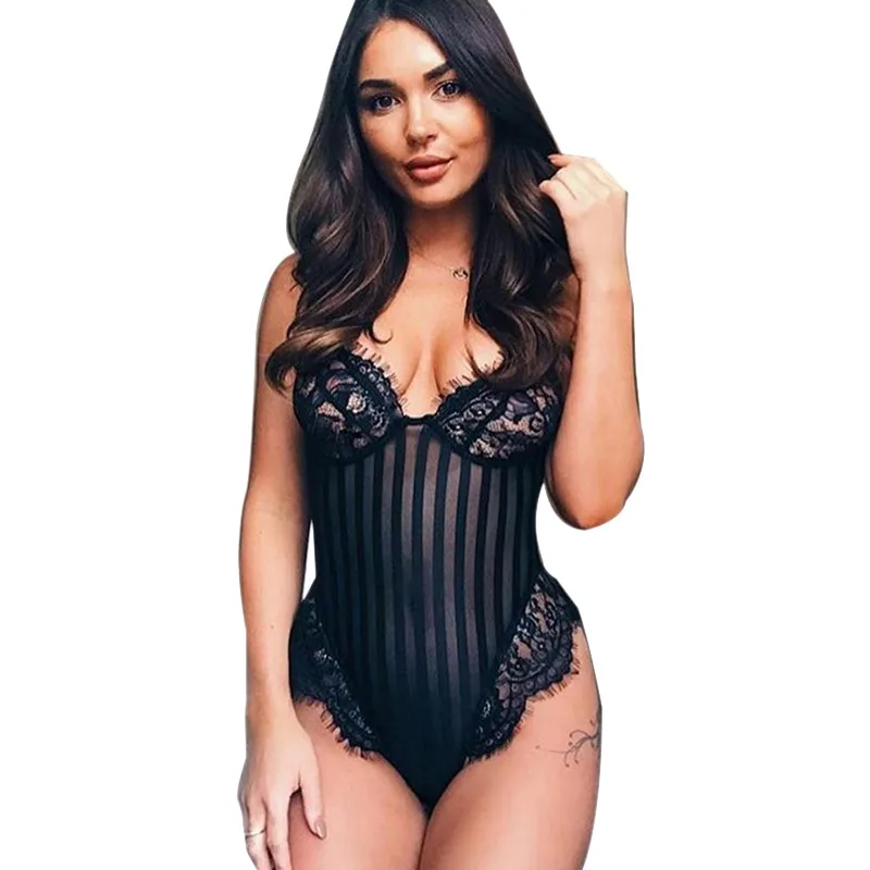 Women Sexy Bra Lingeries Set Corset Eyelash Lace Hollow Out Underwear Bodysuit Intimates Nightwear Sling Bodysuits | Женская одежда