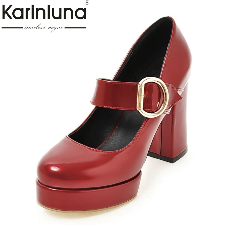Женские туфли с круглым носком KARINLUNA винтажные лодочки на платформе и толстом