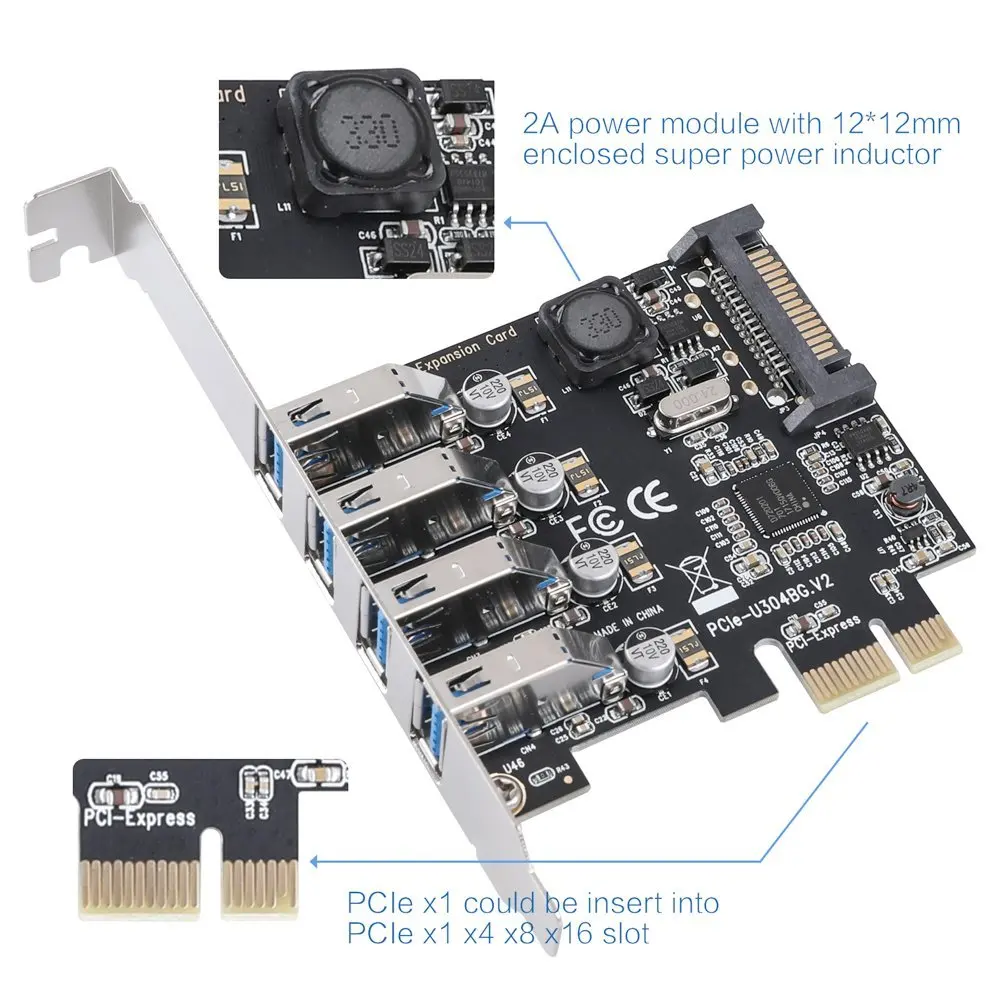 Zeadow 4 порта USB 3 0 для PCI Express плата расширения e контроллер концентратор настольных