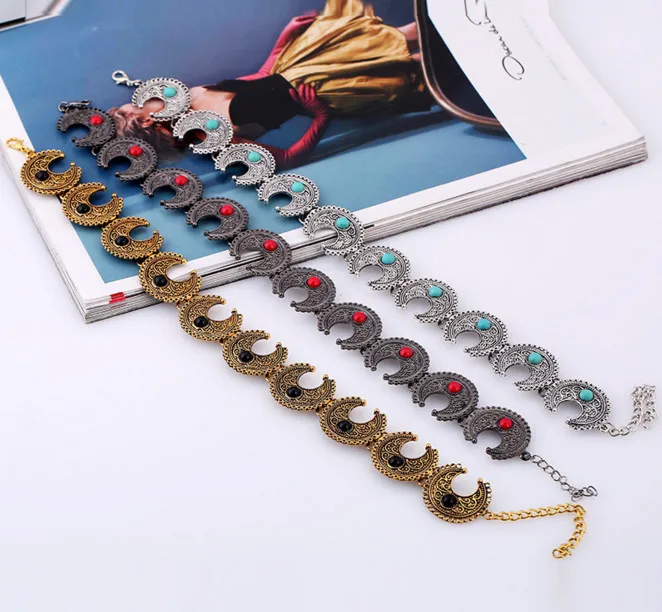 Колье в стиле бохо-чокер с Луной бриллиантовое серебряное Короткое женское