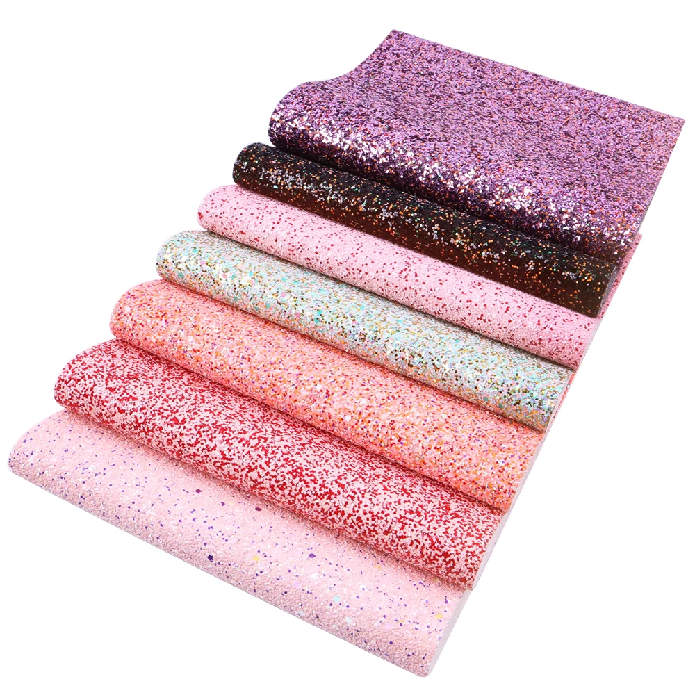

David accessories 20*33cm glitter faux artificial Synthetic leather fabric hair bow diy decoration crafts 7piece/set,1Yc5897
