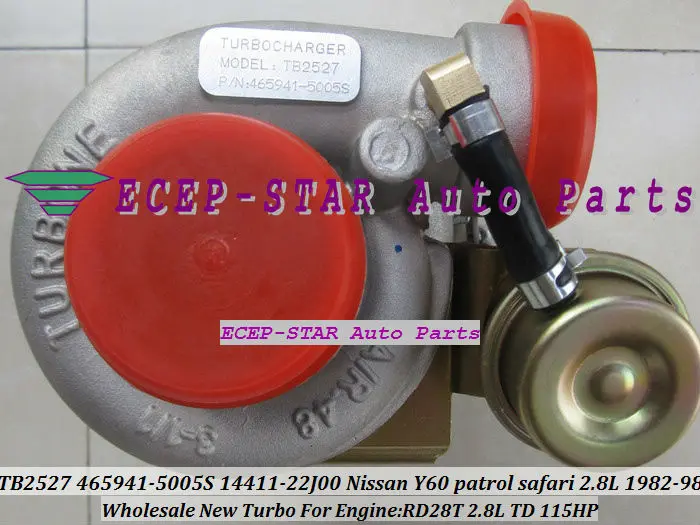 Турбокомпрессор TB2527 465941 0005 0002 0003 14411 22J01 452022 Для NISSAN Y60 патруль Safari RD28T 2.8L|turbocharger