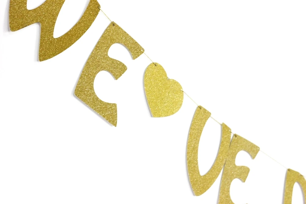 Золотой алфавит веревка мы решили на Forever Gold Блестящий Свадебный баннер