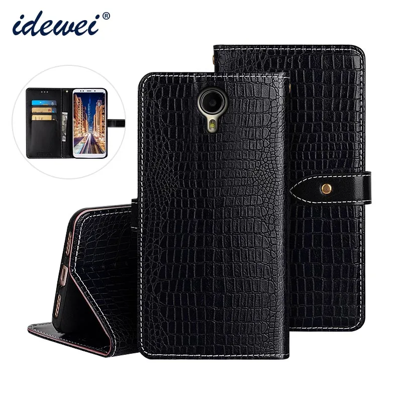 

IDEWEI For Prestigio Muze X5 LTE Case Cover Luxury Leather Flip Case For Muze X5 LTE Protective Phone Case Crocodile Grain 5.0"
