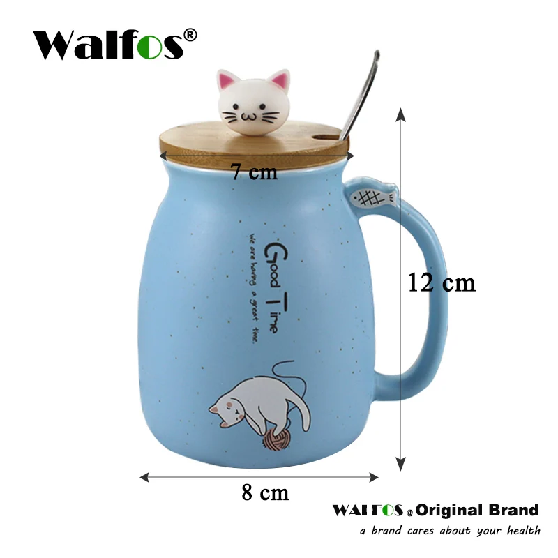 Новая термостойкая чашка WALFOS с котом Сезам цветная мультяшная крышкой