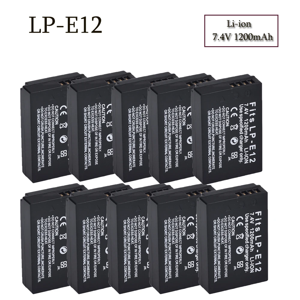 Высокое качество 7,4 V 1200 мА/ч, литий-ионный аккумулятор LP-E12 батарейный блок камеры LPE12 для цифровой однообъективной зеркальной камеры Canon EOS 100D EOS M M2