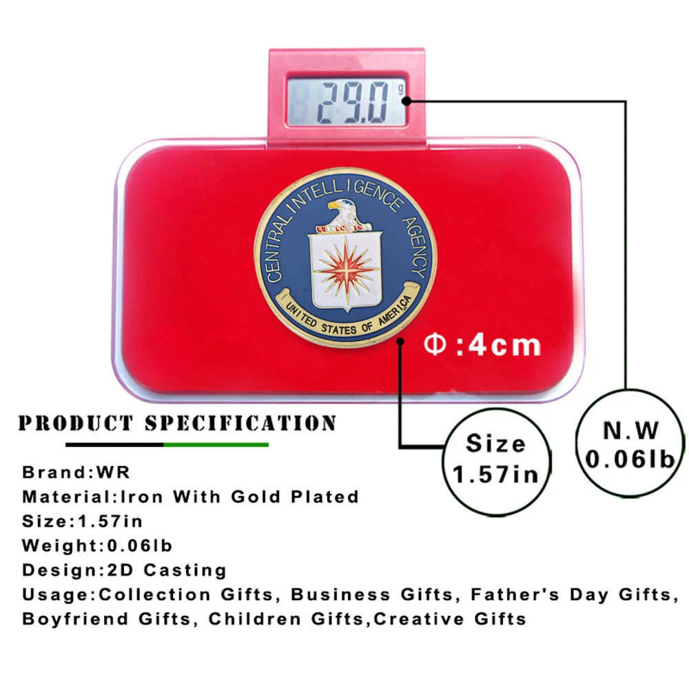 WR позолоченная монета центрального Агентства разведки памятная Заказная