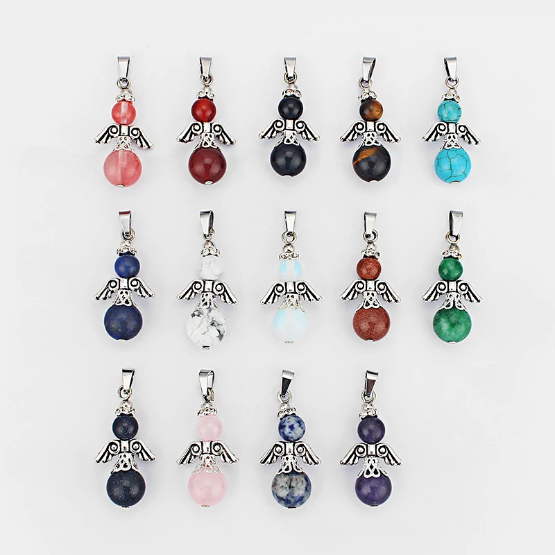 2 шт. двойные подвески из натурального камня для Крылья ангела серег ожерелий