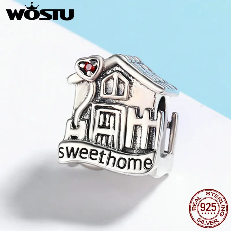 WOSTU настоящий 925 пробы Серебряный сладкий дом Лофт вилла талисманы подходят оригинальные WST бусины Браслеты DIY ювелирные изделия подарок CQC416