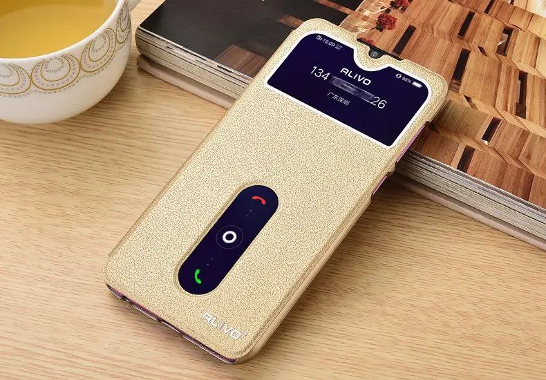Золотой Флип-чехол для Vivo Y95 Y91i, чехол с рисунком дерева из искусственной кожи, чехол-подставка s для Vivo Y91 Y 95 U1, чехол для телефона, чехол 6,22 дюйма - Цвет: Золотой