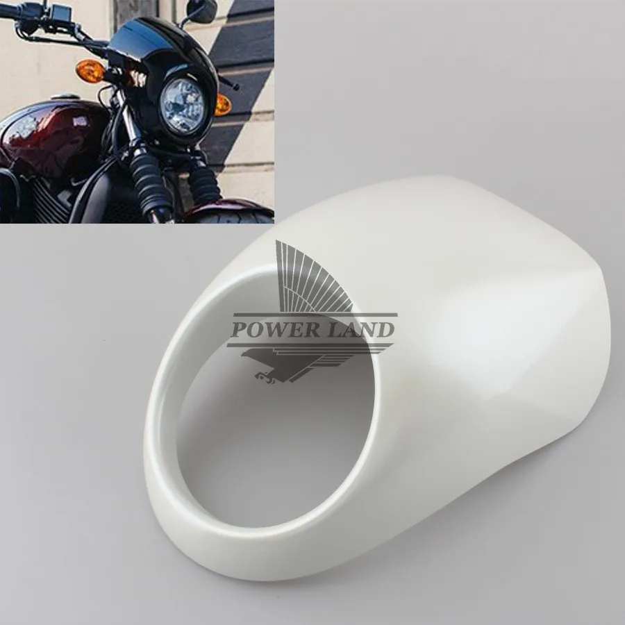 

White Front Cowl Fork Headlight Fairing Mask With Hardware Fly Screen Racer Flyscreen Visorfor For Harley Sportster Dyna