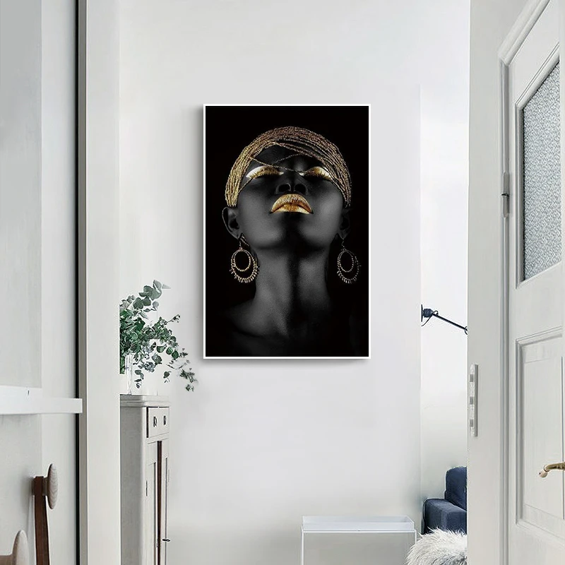 Mordern модные черные женские художественные полотна картины печать Золотые губы