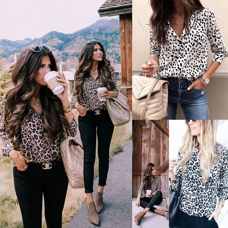 Рубашка женская AECU черная белая с длинным рукавом и треугольным вырезом большие