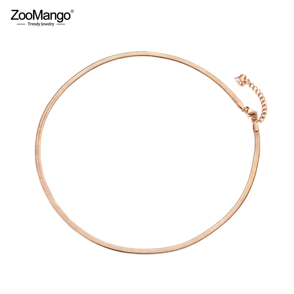ZooMango офисный стиль Простые Ювелирные изделия титановая змея из нержавеющей стали цепочка Ожерелье для женщин розовое золото Рождественский подарок ZN18065