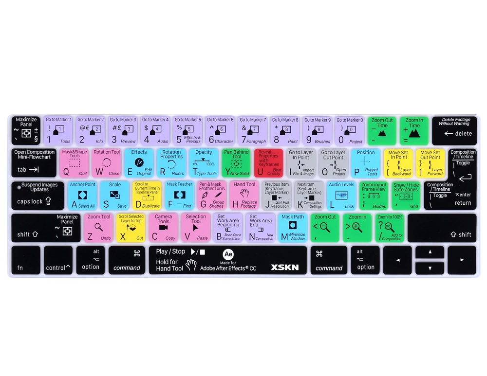 Чехол XSKN для клавиатуры с эффектами Adobe After Macbook 13 15 A1706 A1707 (выпуск 2016 Touch ID)