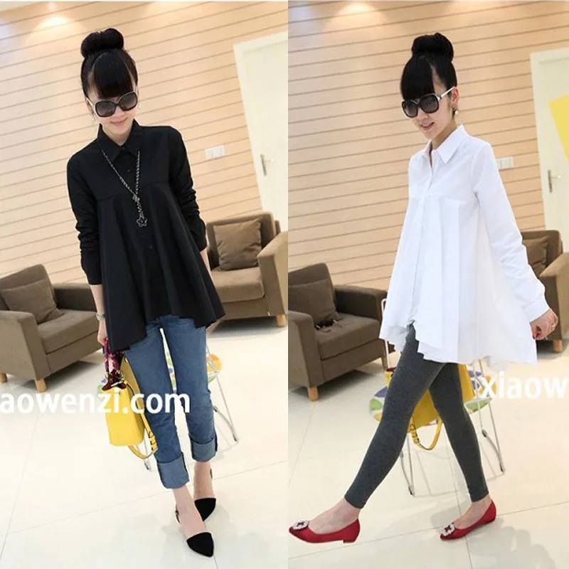 осень 2016 блузка с длинными рукавами для беременных свободного покроя|maternity