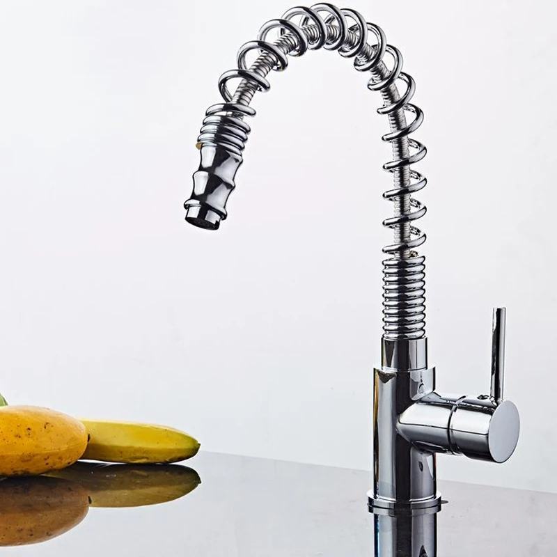 Кухня кран хром античная латунь Высокий смеситель раковина вытащить спрей