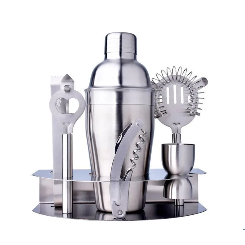 

Bpa free Hot sale New Vodka 550ml shaker bar tools bpa free Stainless steel high-end 7 pieces Whisky cocktail shakers wine set