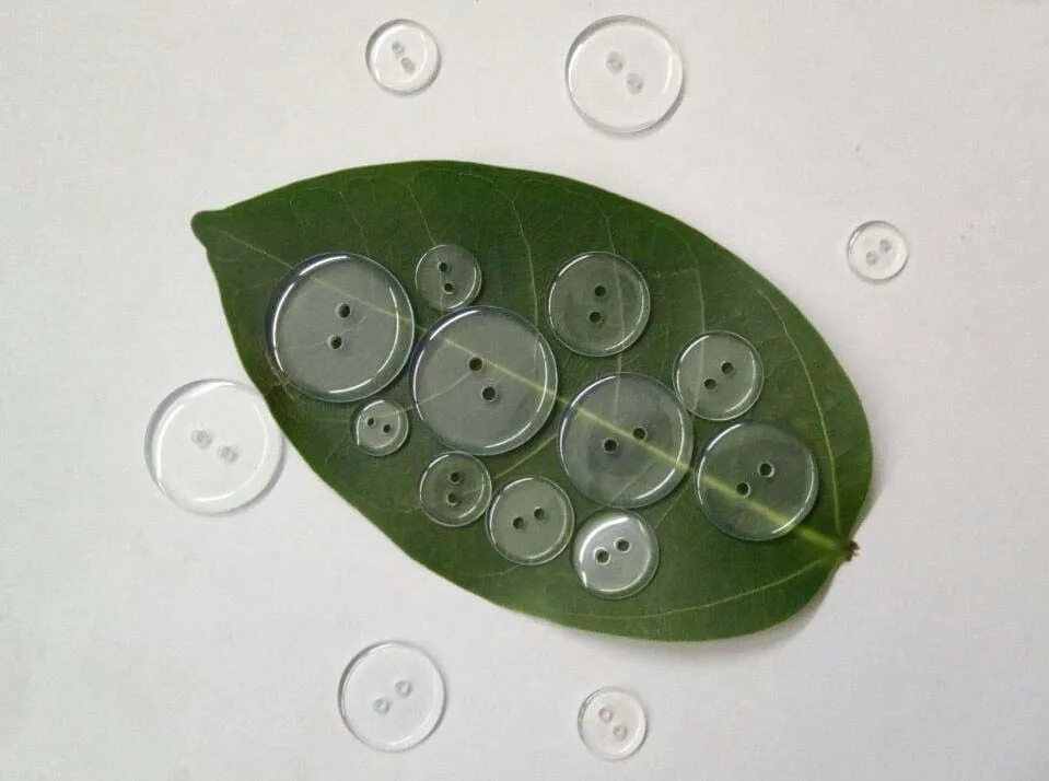 Модные пластиковые прозрачные скрытые пуговицы с двумя отверстиями для шитья 300