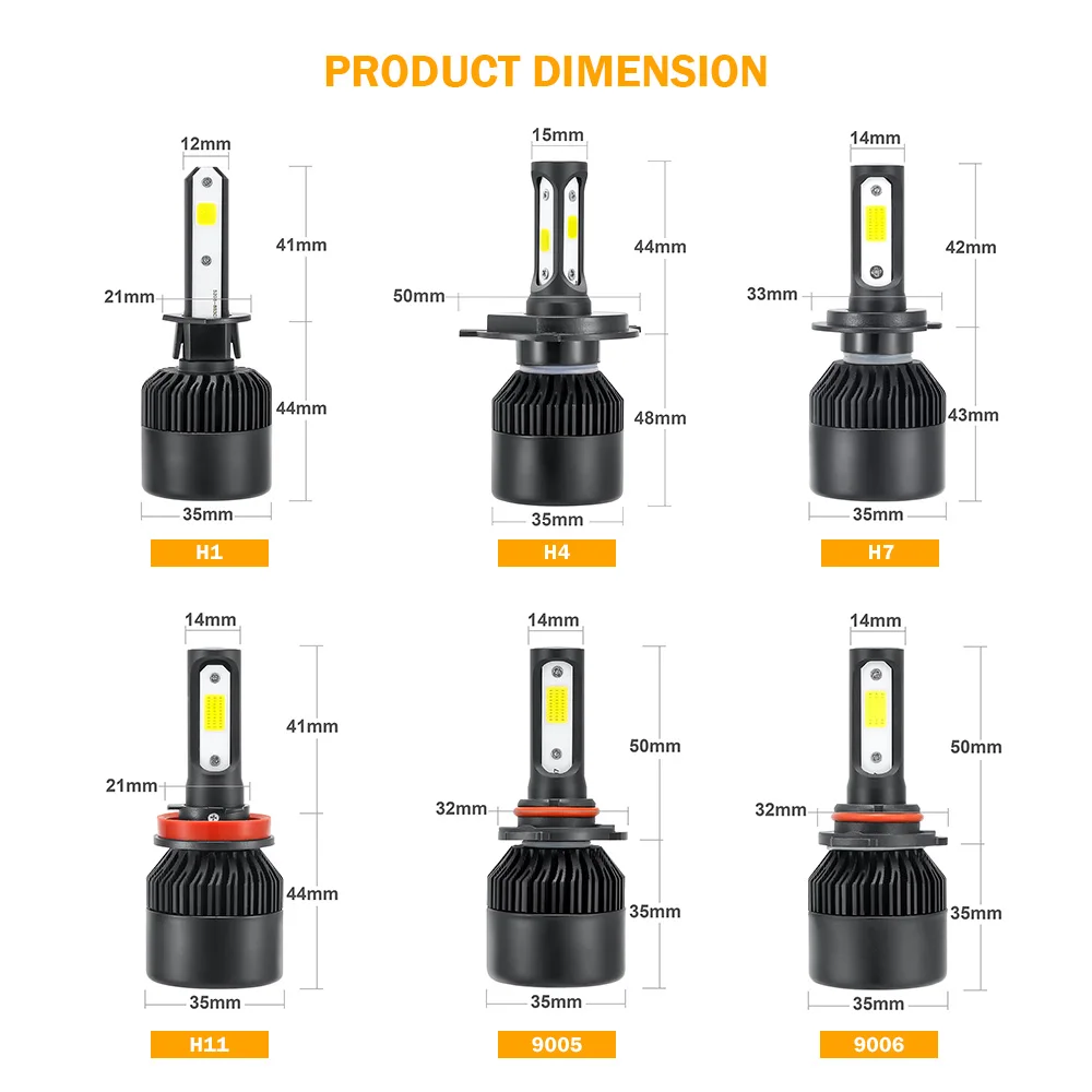 2 X H4 фар автомобиля 100W 10000LM H11 H1 9006 H7 светодиодный фары комплект высокий низкий