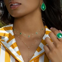 bohemia 2018 gold color green stone statement chain necklace choker fashion jewelry for women elegance gift stylish jewelry