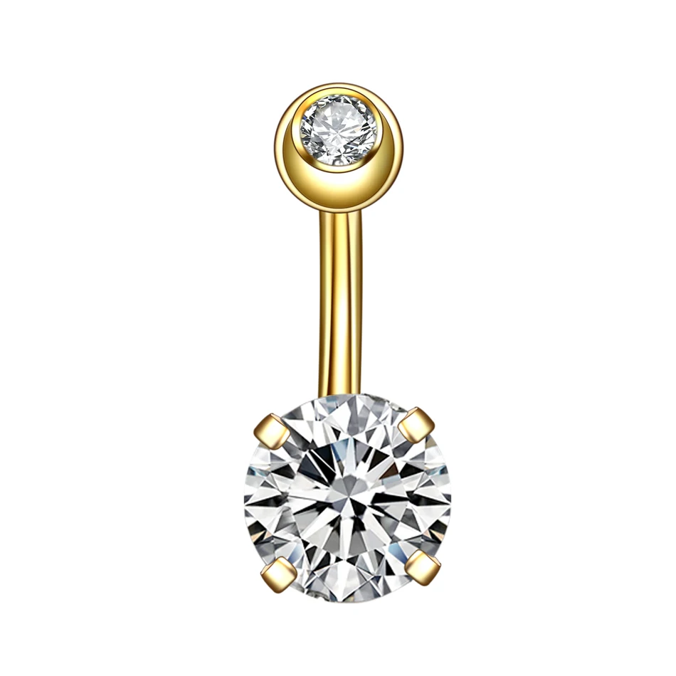 Gold 1.6x10x5x8mm 1 шт., стальная серьга для пирсинга, 14 г, розовое золото, серьга-гвоздик для пупка, пупка, пирсинг, висячие серьги, пирсинг для пирсинга, сексуальные женские ювелирные изделия - Окраска металла: Gold 1.6x10x5x8mm