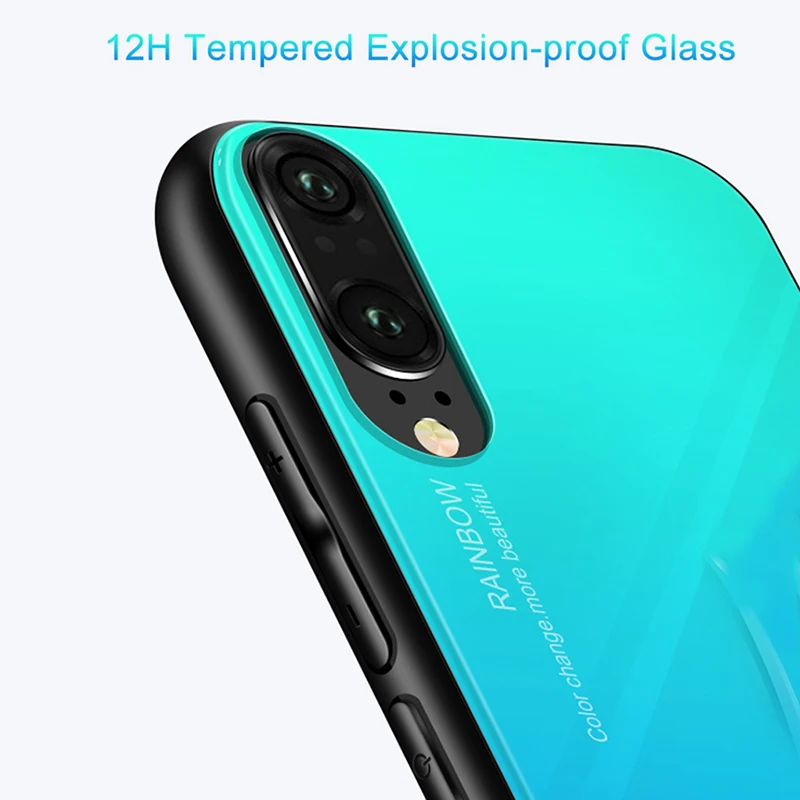 Amzboon Gradient Tempered Glass Case For Nova 3E 3i 3 Luxury Soft Silicone Frame Back Cover Huawei P20 Pro Lite Phone | Мобильные