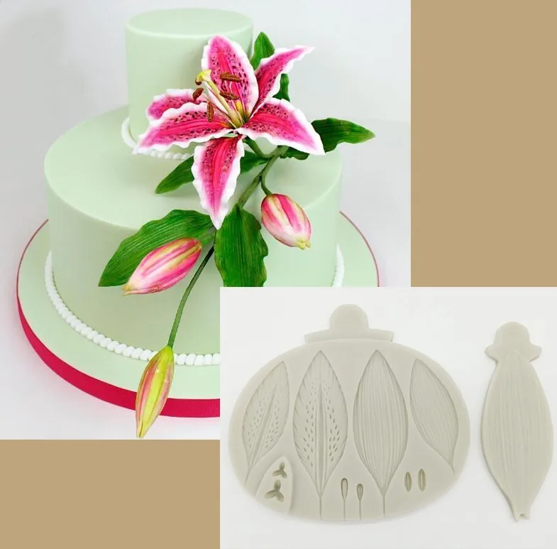 Минсунбак Форма из силикона для лилий DIY и инструмент для фонданта листа для украшения края свадебного и дня рождения торта Сахарного ремесла.