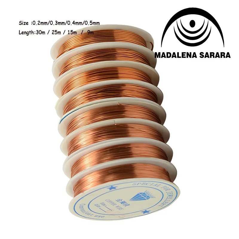 

MADALENA SARARA DIY Jewelry Wire For Handcraft 0.2mm/0.3mm/0.4mm/0.5mm copper Wire Craft Jewelry 5pcs/lot