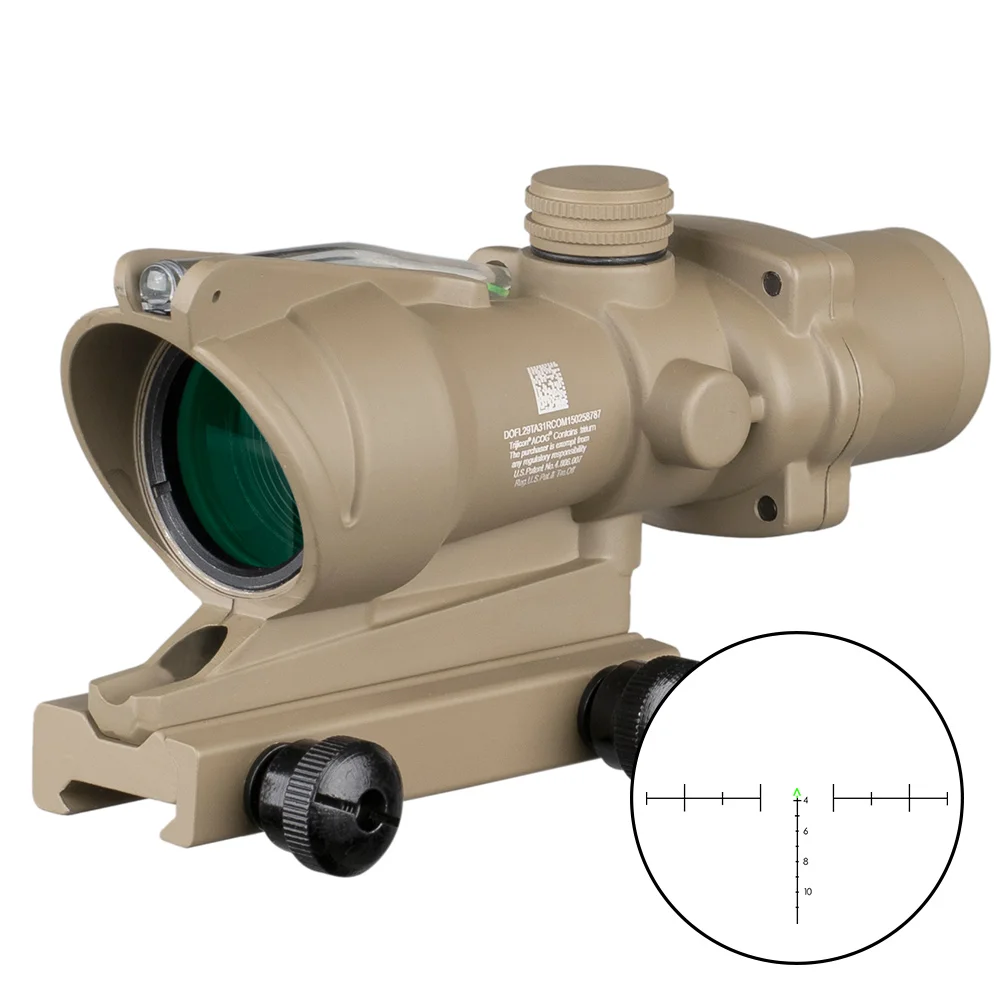 ACOG 4X32 охотничий прицел оптика из настоящего волокна красный зеленый с подсветкой шеврон стекло гравированное сетка тактический оптический прицел - Цвет: FW3-ACOG-275