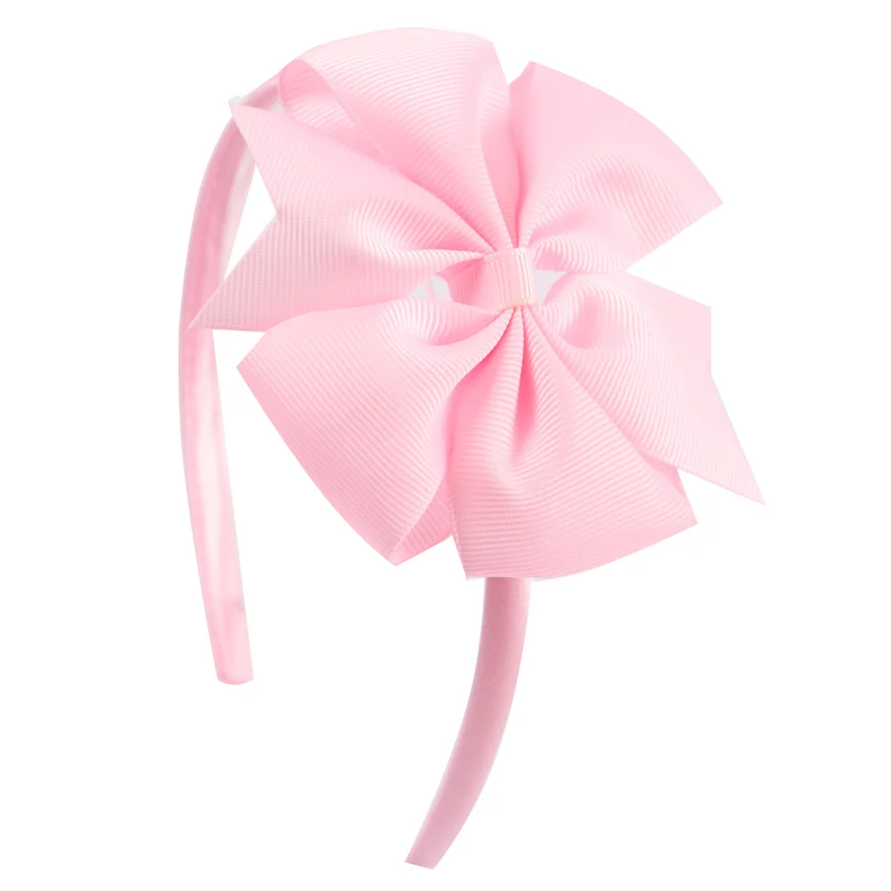 pearl pink 4 дюймовая повязка для волос с бантом для девочек, детская лента для волос ярких цветов с бантом из корсажной ленты, однотонные аксессуары для волос ручной работы - Цвет: pearl pink