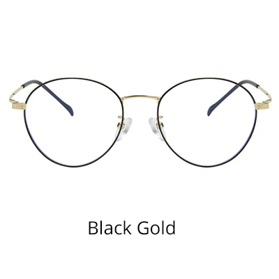 Black Gold Ralferty, анти-синие очки, оправа для женщин и мужчин, круглые очки, оптическая близорукость, очки по рецепту, очки oculos de grau D1904 - Цвет оправы: Black Gold