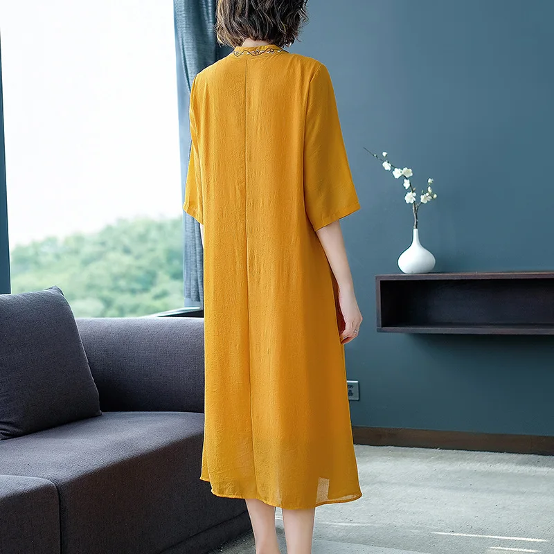 Летнее китайское традиционное платье Cheongsam в стиле ретро с вышивкой 2019 | Женская