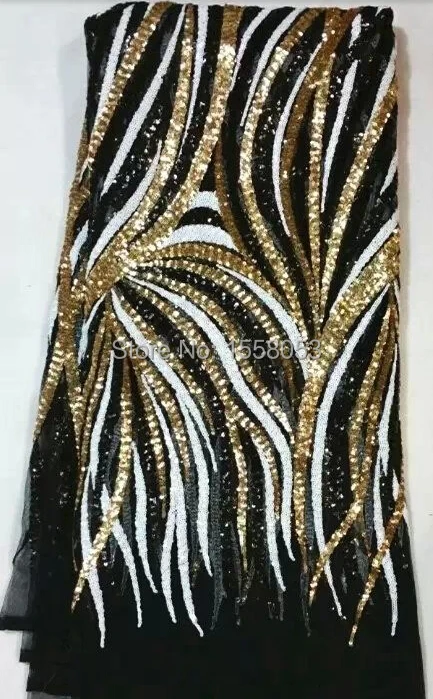 Африканский гипюр кружева блесток сетка ткань Африканская вышитая свадебное